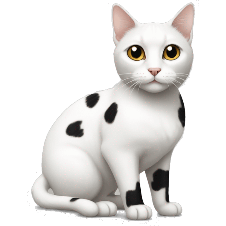 White cat with black patches and only three legs emoji