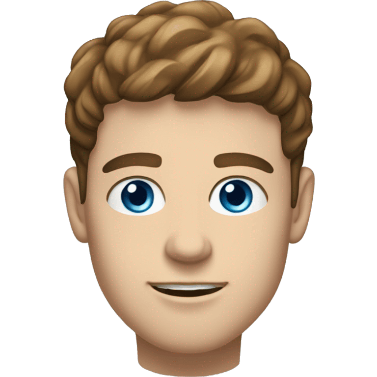 generate the portrait of a white young man, with a squared-shape face, saillant jaws, blue eyes, and brown short and straight hair emoji