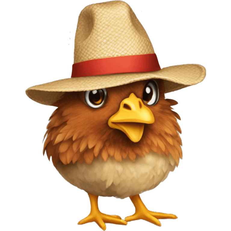 hen with hat emoji