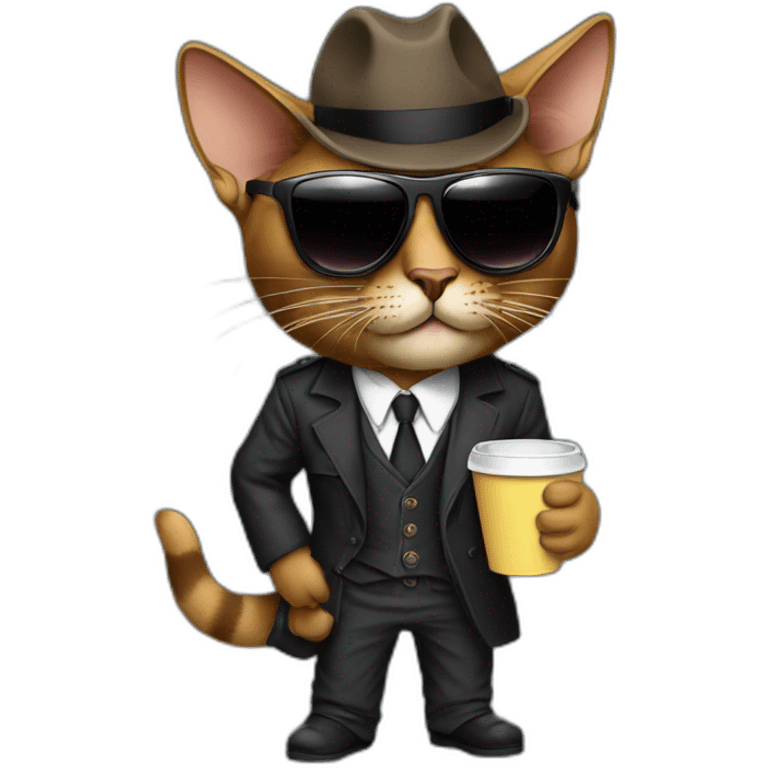 gangster-with-a-Abyssinian cat-gun-and-sunglasses-drinking-coffee emoji