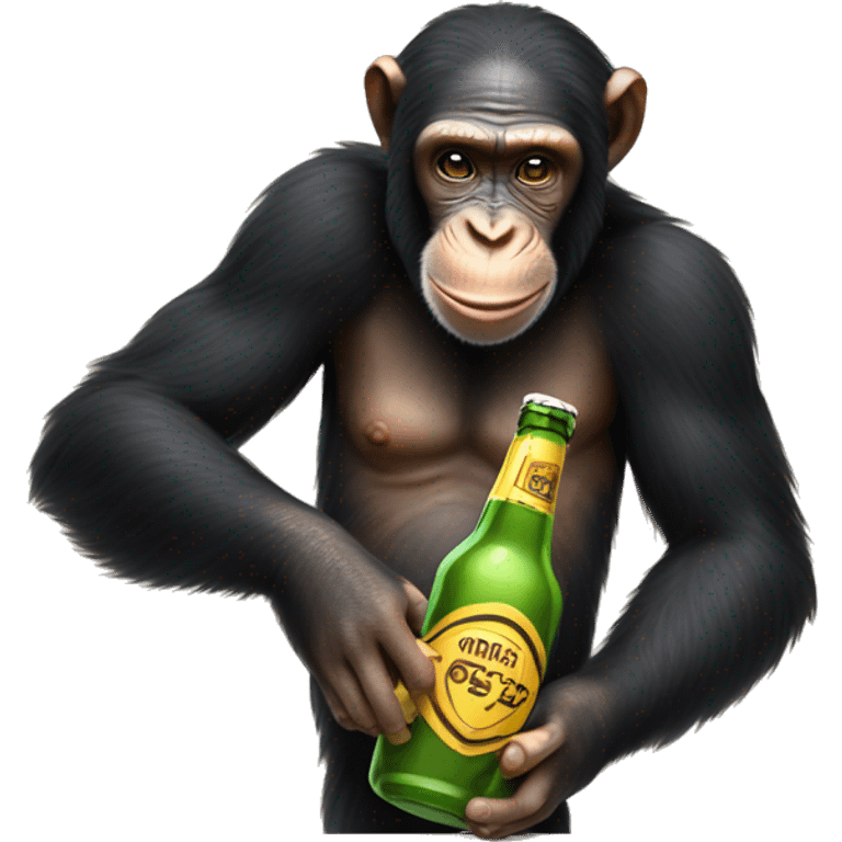 Chimpanze hold a beer bottle emoji