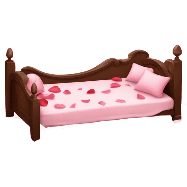 Valentine’s Day bed with rose petals emoji