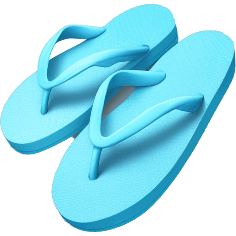 Realistic light blue pair of summer flip flops isolated. emoji