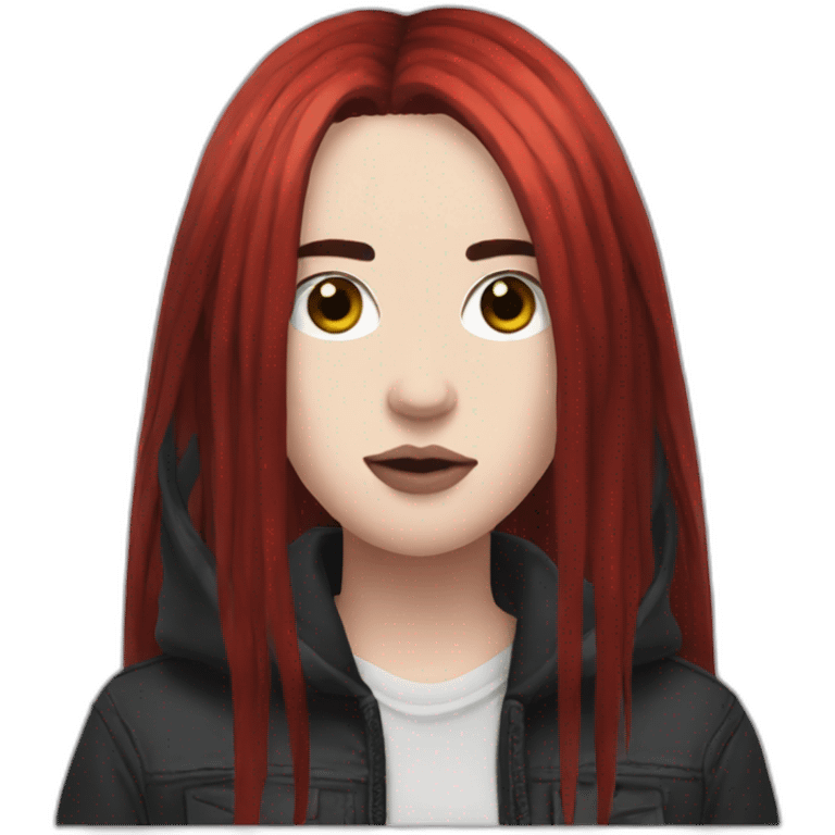 Billie Eilish black and red hair emoji