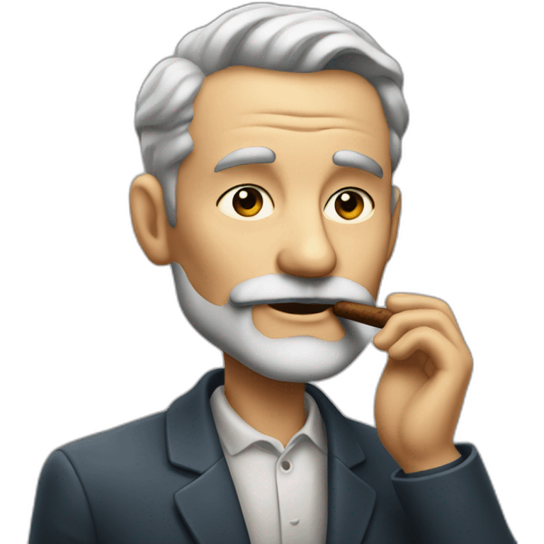 Men in the 50's no ear with a short and nice grey beard smoking a cigar emoji