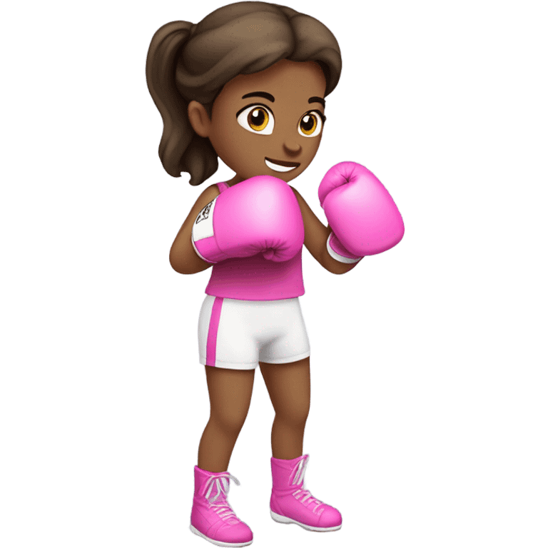 Pale Brunette girl wearing pink boxing gloves emoji