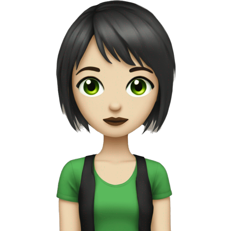 Emo girl with brown hair with bangs with green eyes and eyeliner  emoji