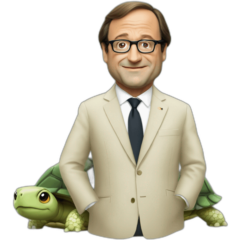 François Hollande in a turtle suite emoji