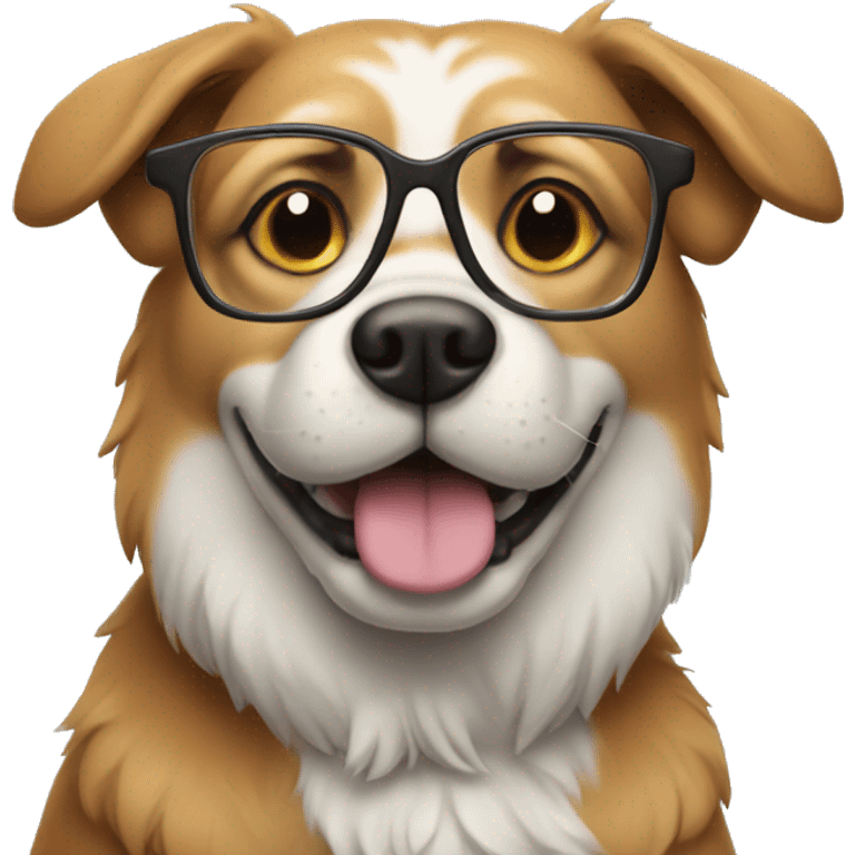 Dog wearing reading glasses emoji