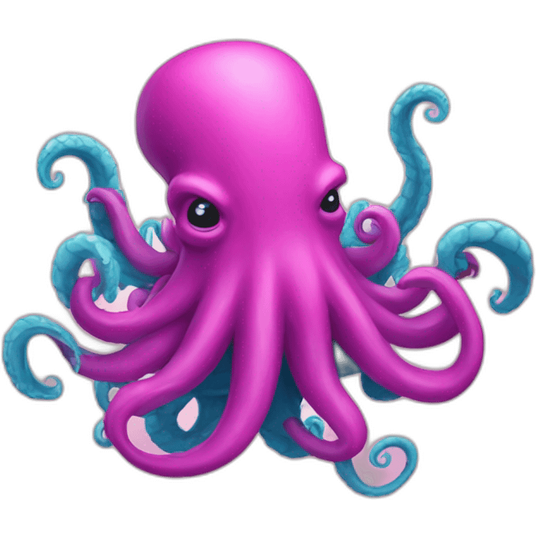 a blue kraken fighting  has another pink kraken emoji