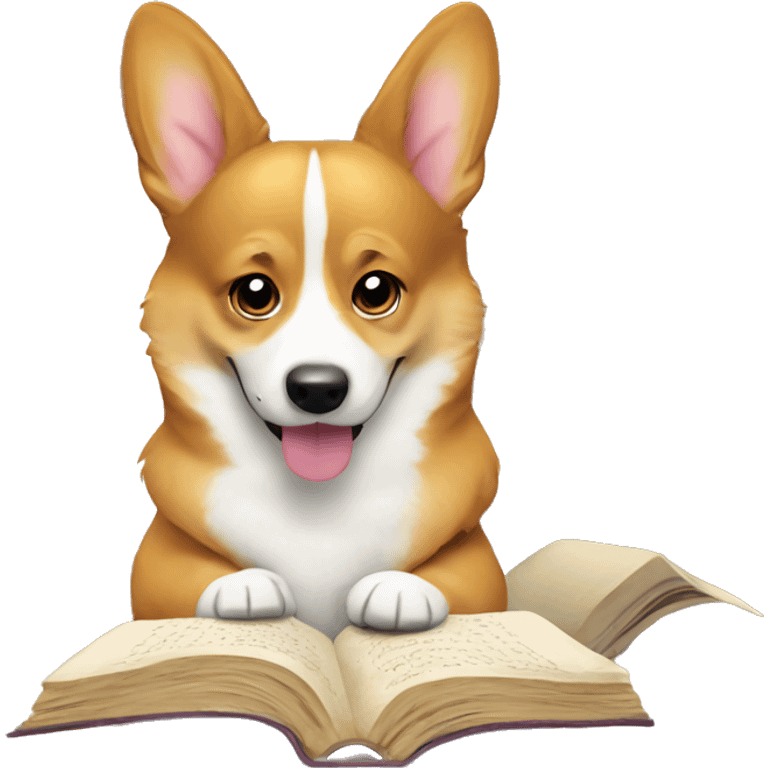 Corgi studying emoji