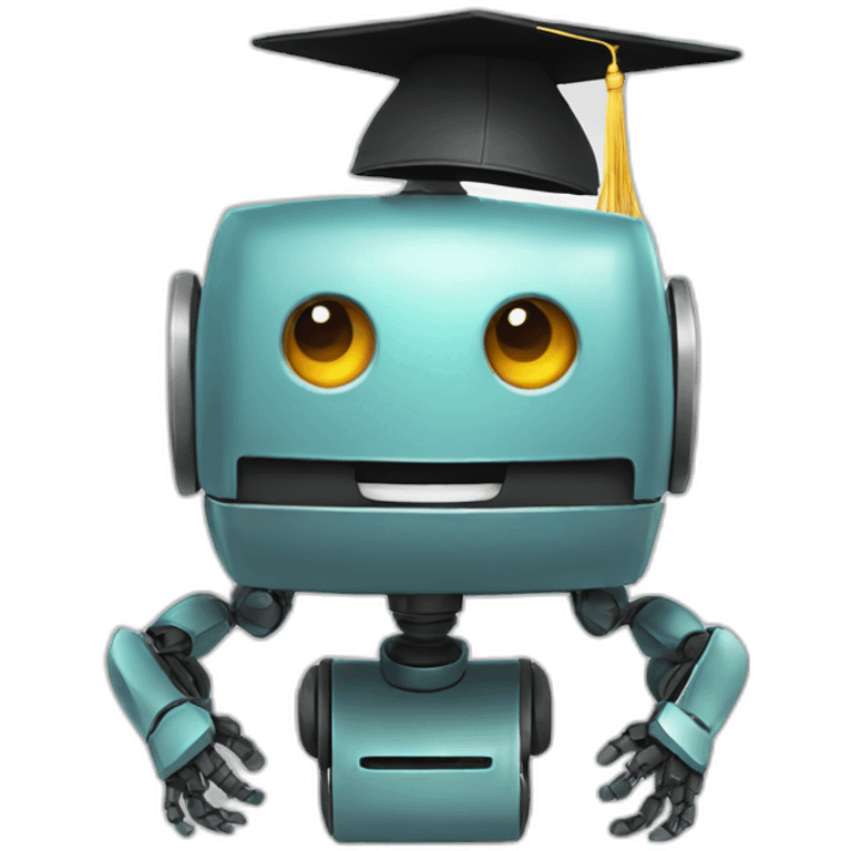 happy robot with mortarboard on its head emoji