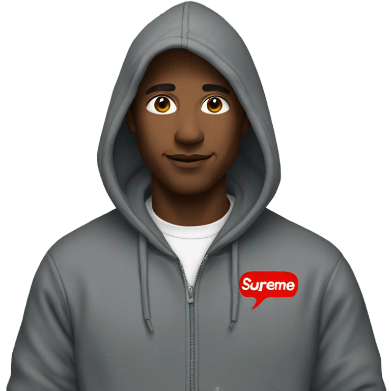 A man wearing a supreme hoodie emoji