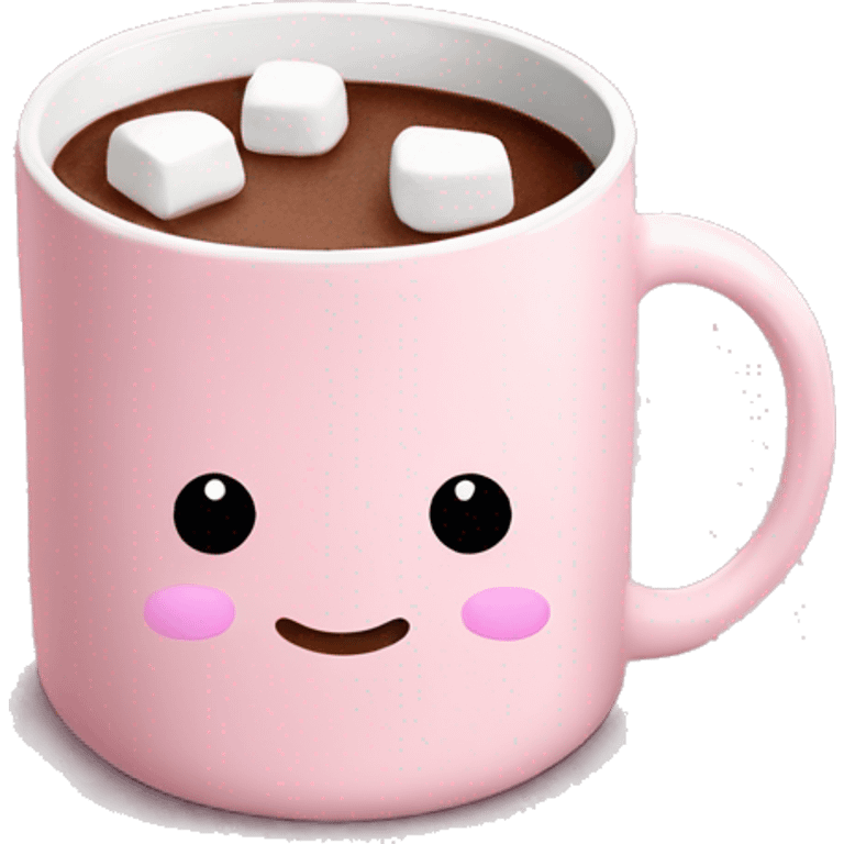 Light Pink mug of hot chocolate with marshmallows  emoji