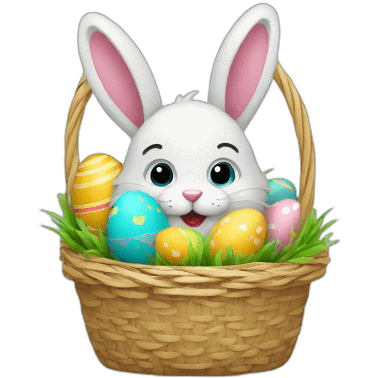 easter basket with bunny emoji