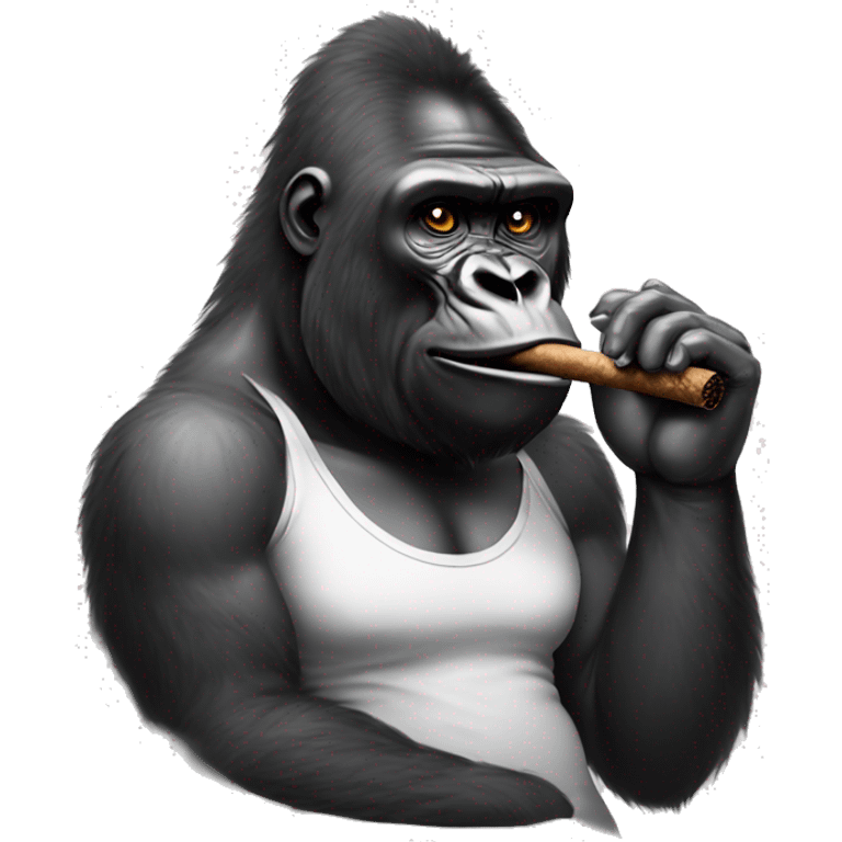 Gorilla wearing a t shirt smoking a cigar  emoji