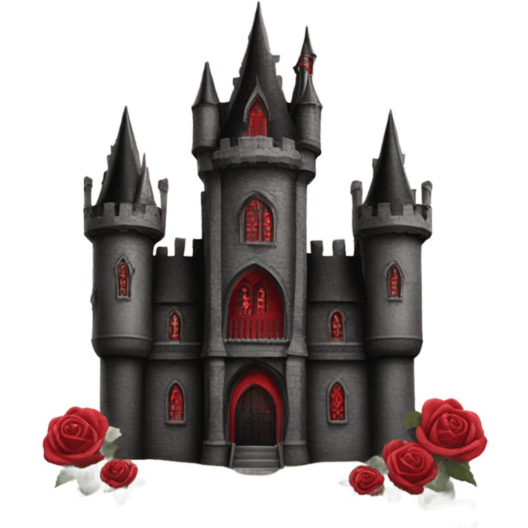 Black and red gothic castle with roses emoji