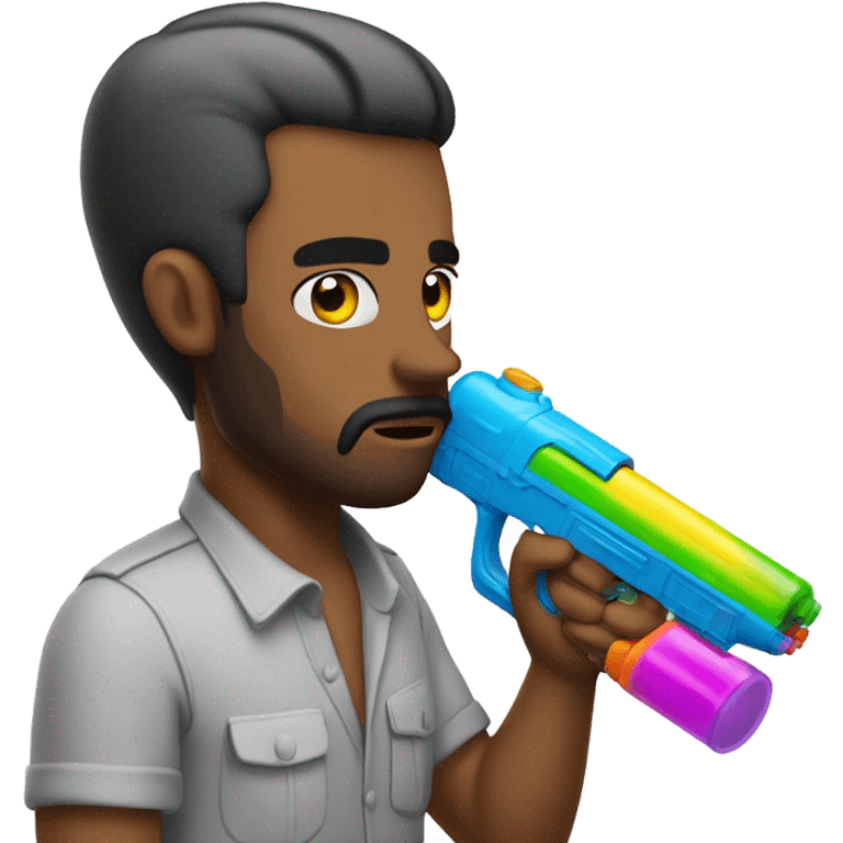 man with a water gun to his head emoji