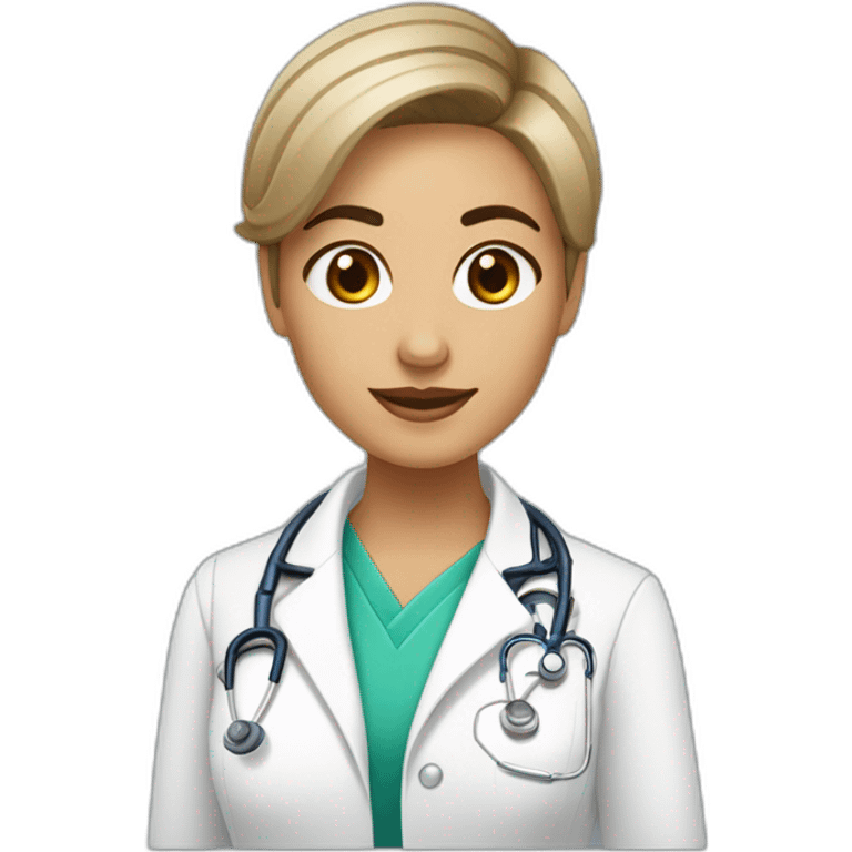 doctora pelo corto castaño claro con lupa dermatologia emoji