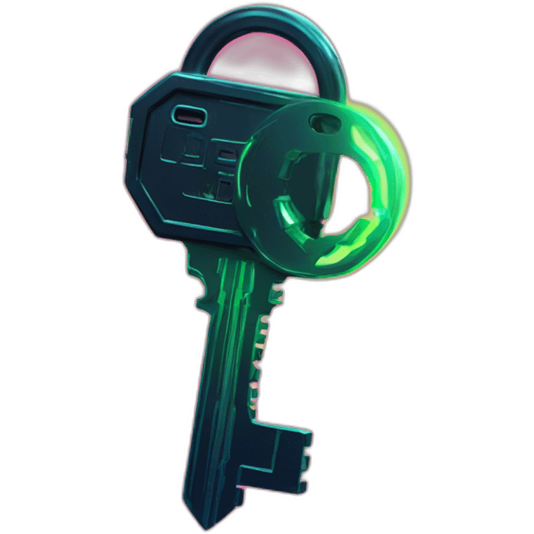 Keys in a cyberpunk environment with neon lighting. emoji