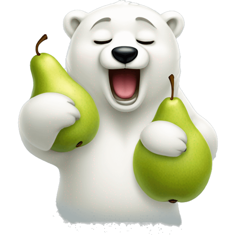 polar bear crying laughing holding a pear emoji