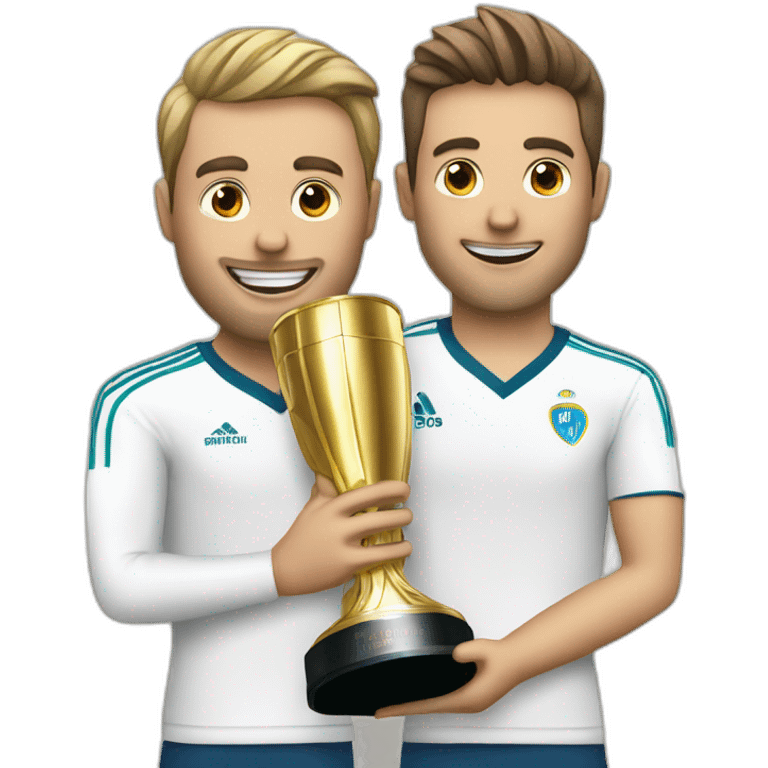 Champagne bottle with the champions league trophy handlers emoji