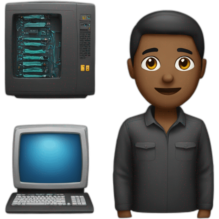 black computer engineer with a computer emoji