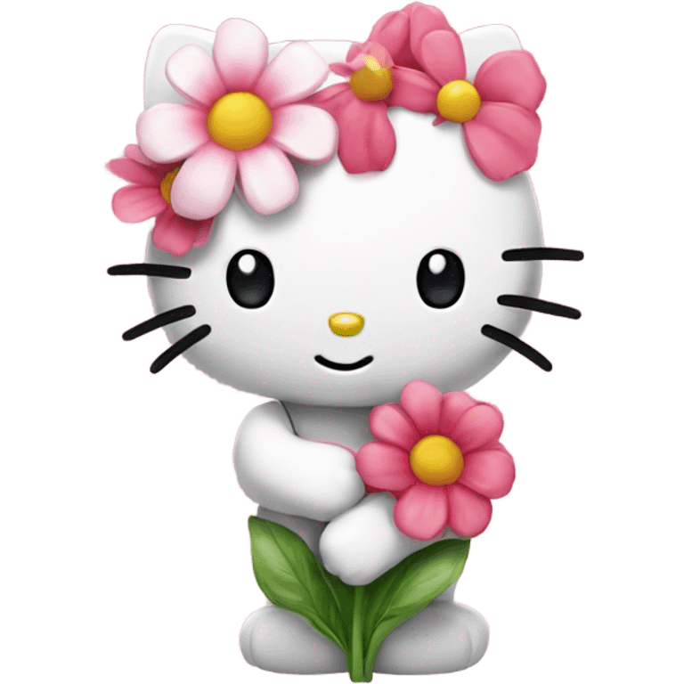 Hello kitty with flower emoji