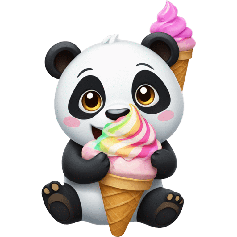 Panda eating ice cream emoji