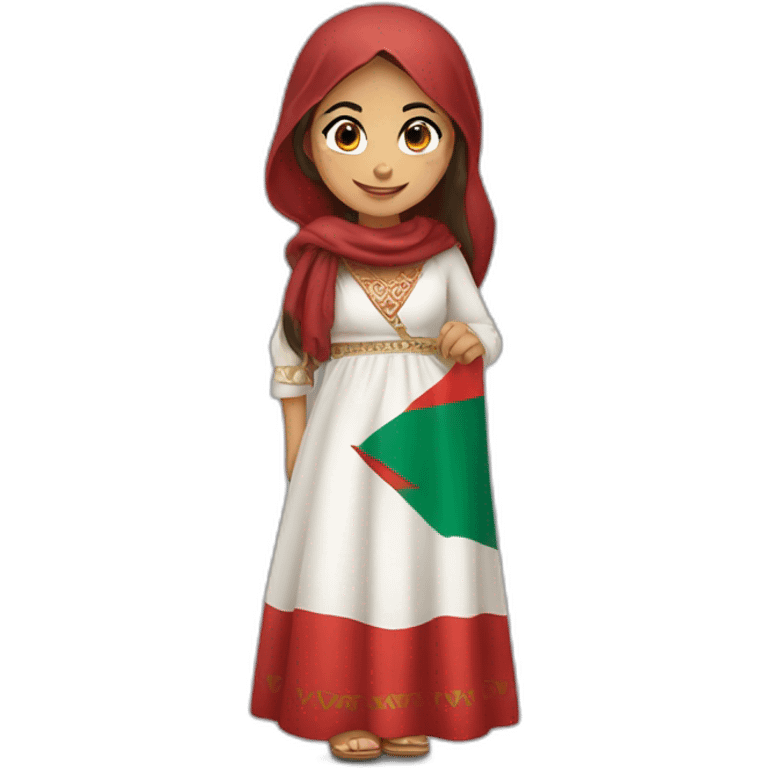 Une fille marocaine avec le drapeau du Maroc emoji