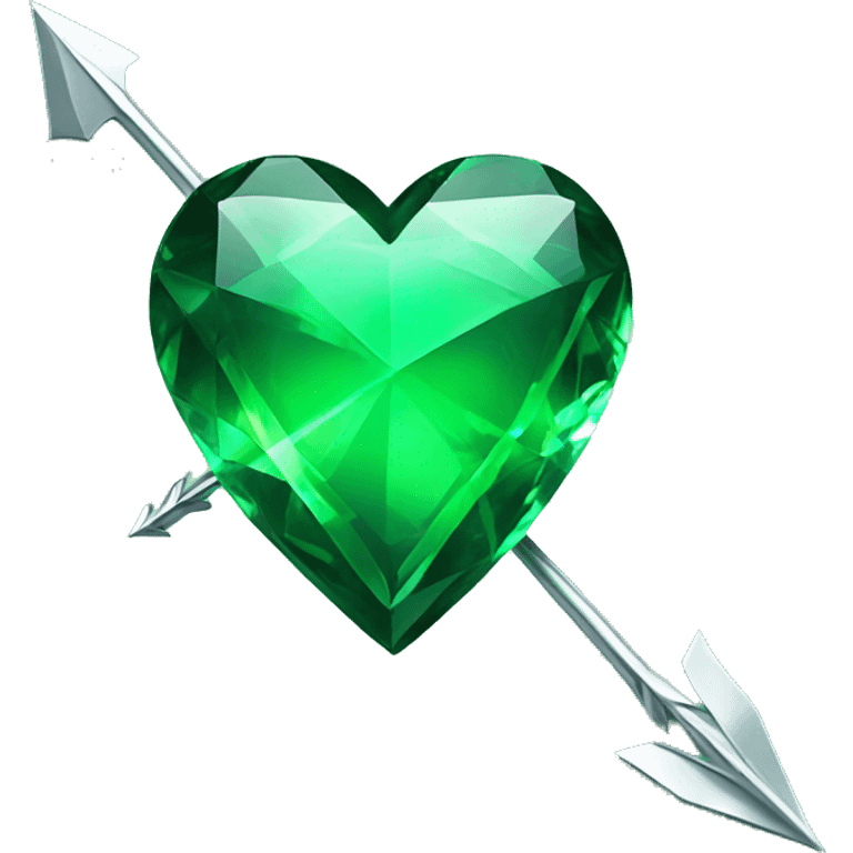 heart pierced emerald green with an arrow, glass effect emoji