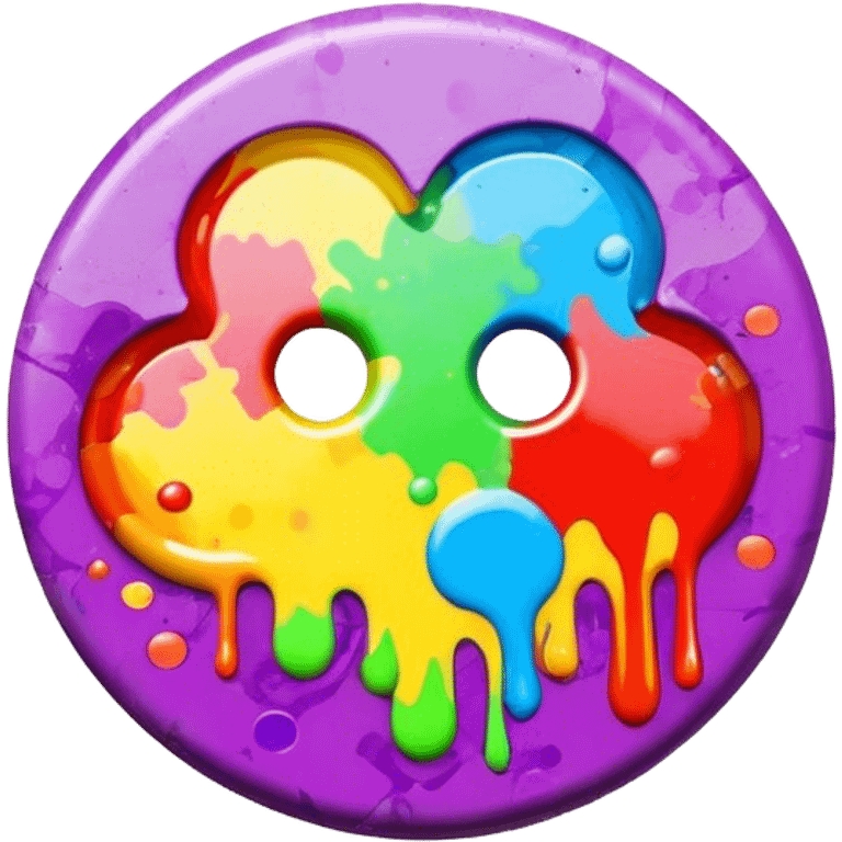 colorful psychedelic style button with paint splatter and beveled edges emoji