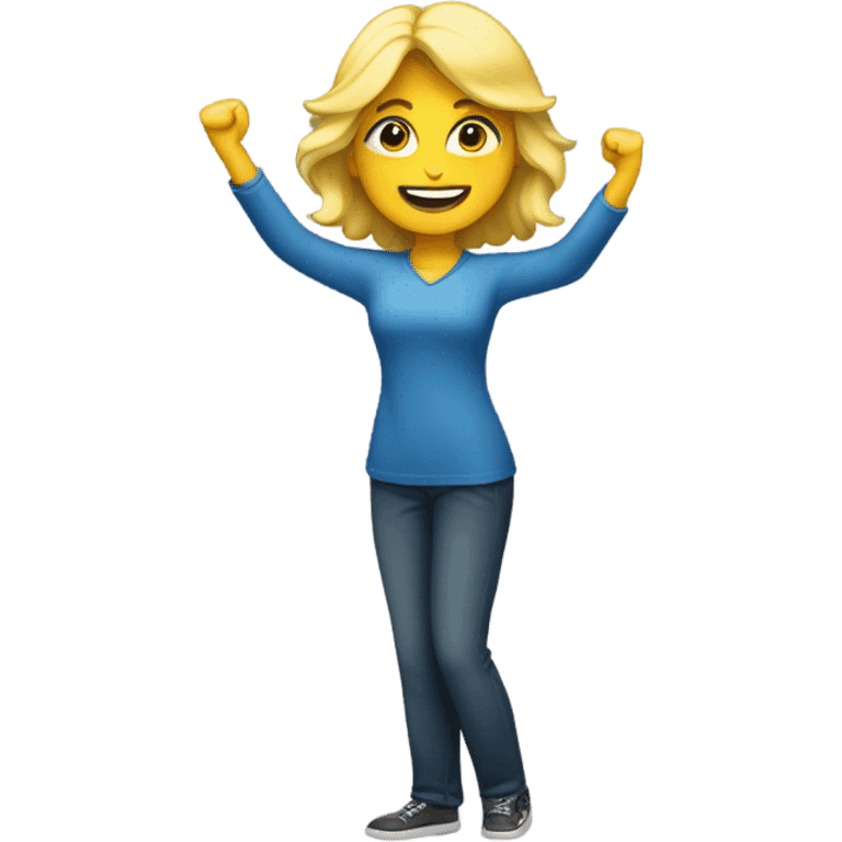 blondie woman celebrating strength posture arms emoji