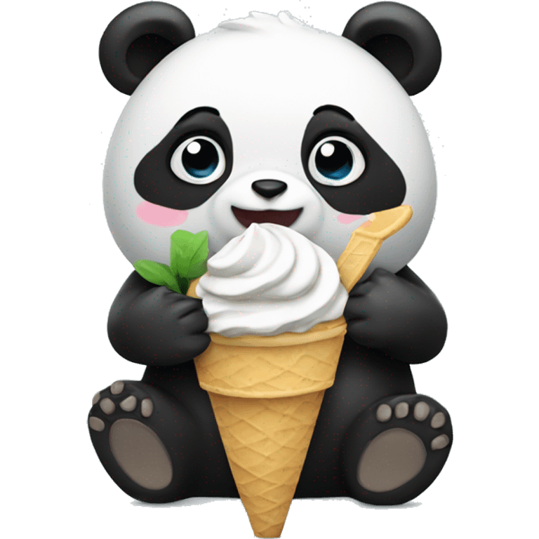 Panda eating ice cream emoji