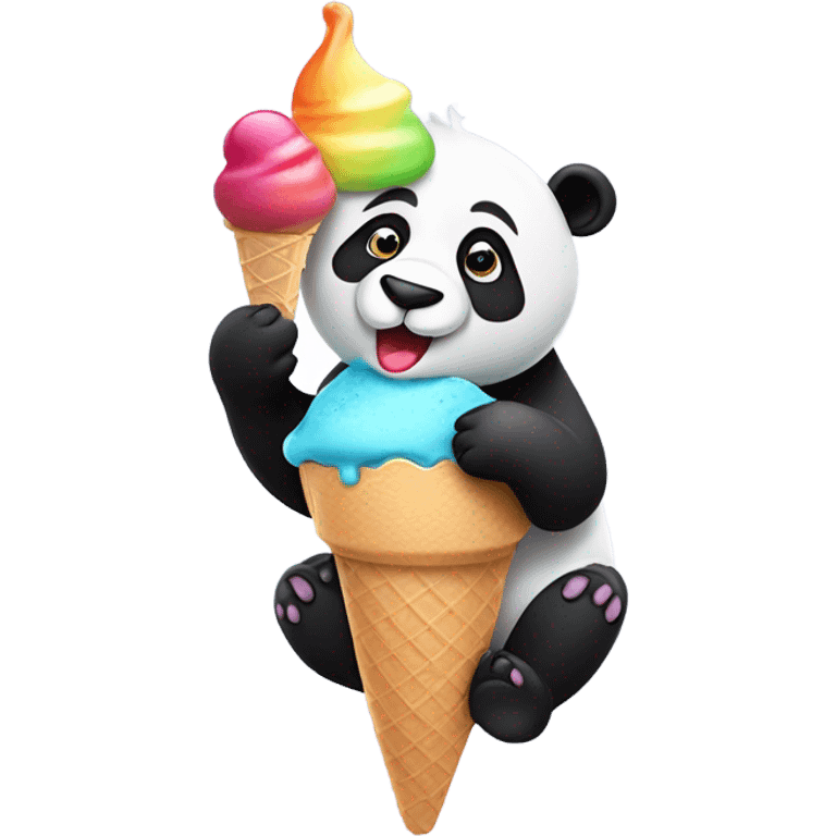 Panda eating ice cream emoji