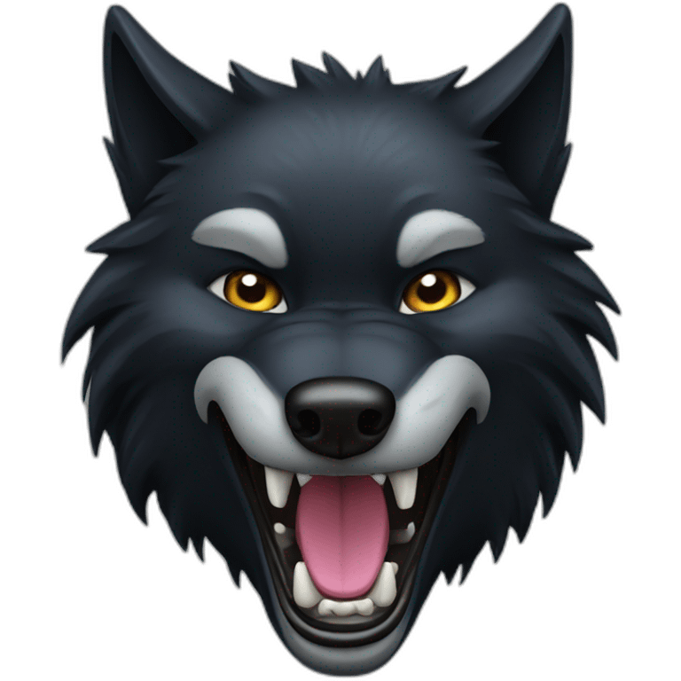 Black wolf growling  emoji