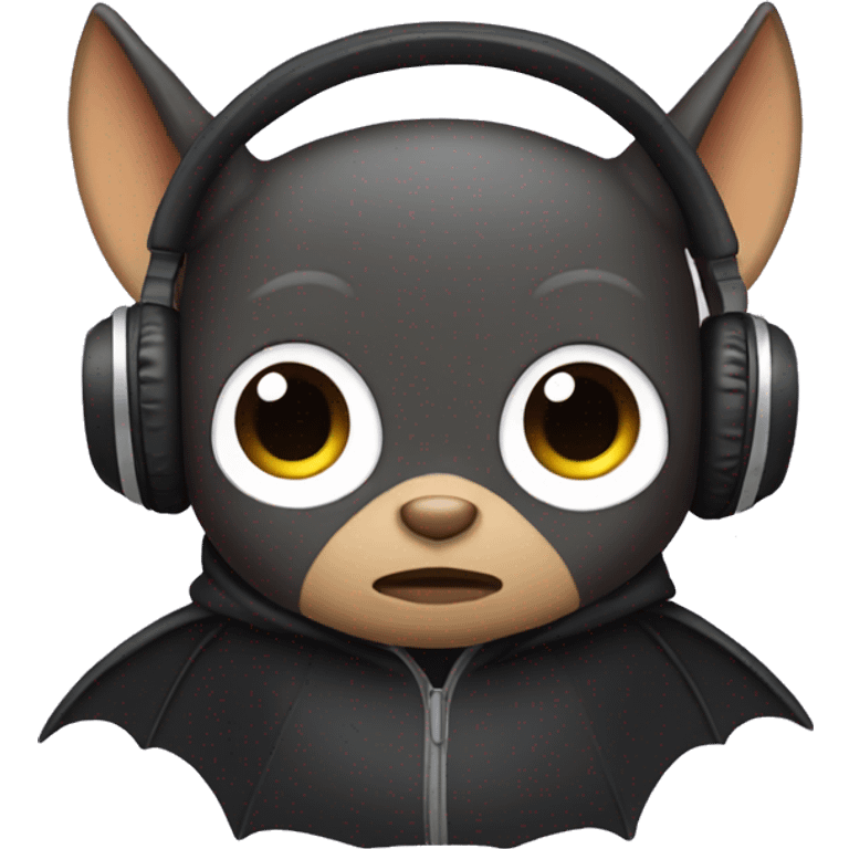 Bat with headphones and a hoodie emoji