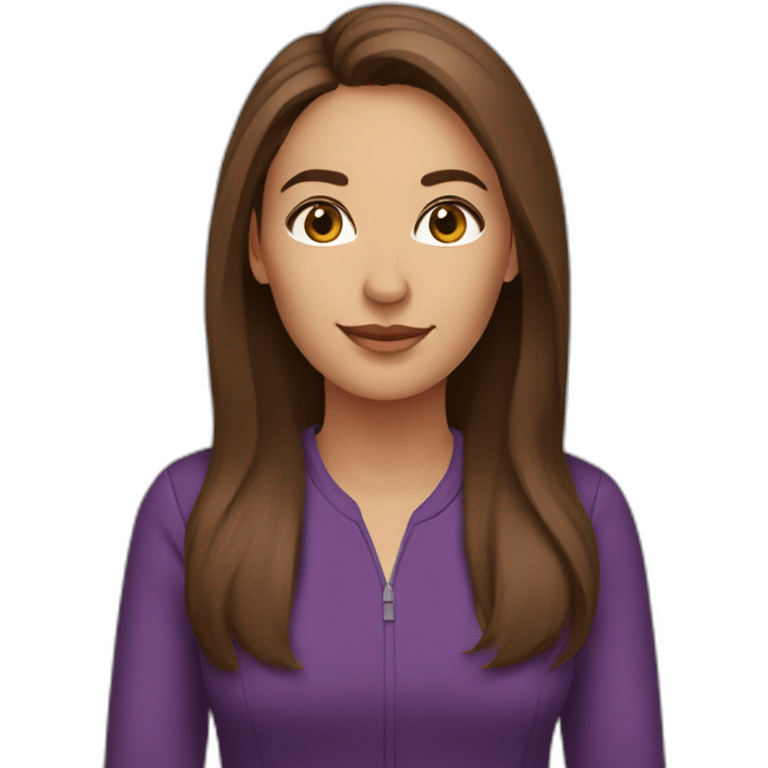 woman strategic planner with purple pull over without glasses, brown and long hair emoji