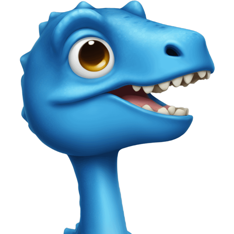 A blue dinosaur making a kissy face emoji