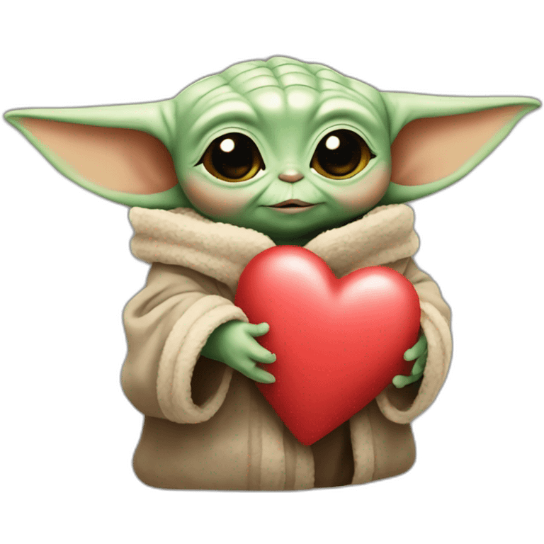 Baby Yoda with a heart emoji