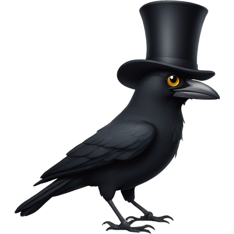 Crow with top hat and spectacle emoji