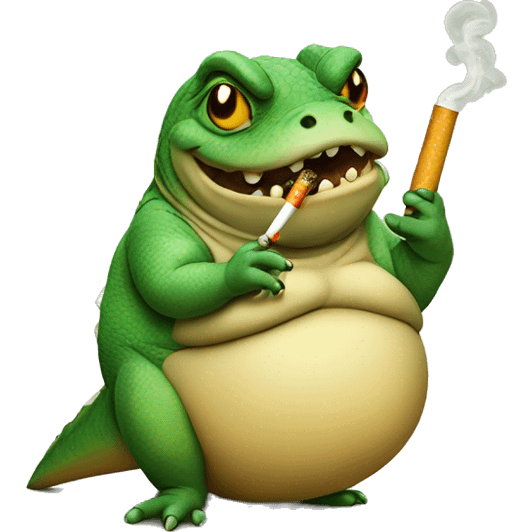 fat lizard with a cigarette emoji