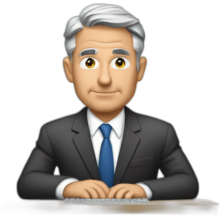 Jerome powell working on a computer emoji