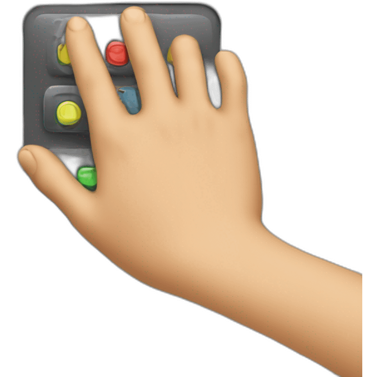 a hand presses the button emoji