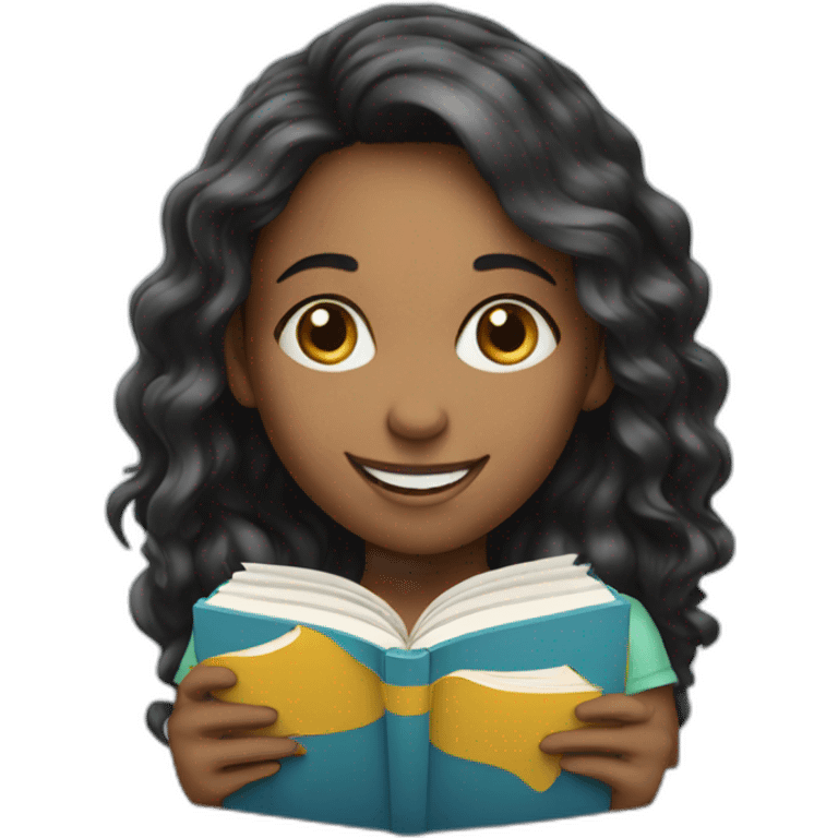 smiling girl with book emoji