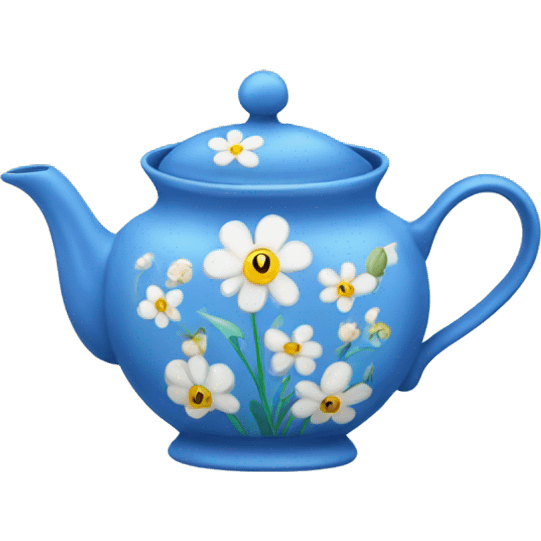 Blue Teaport with flowers print emoji