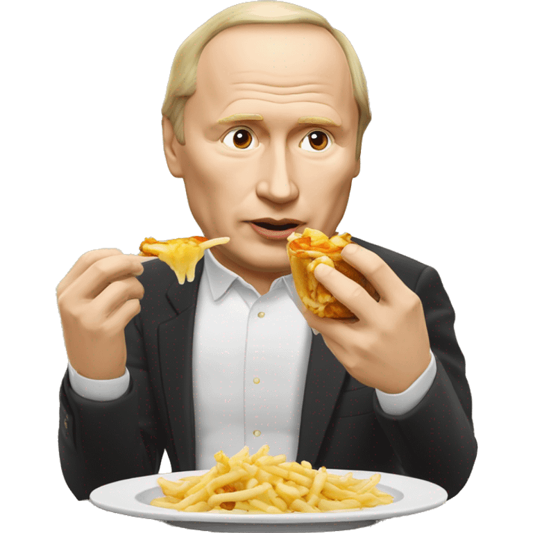 Vladimir Poutine qui mange une poutine  emoji