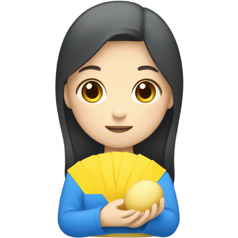 mochi in color of ukraine japanese girl holding it  emoji