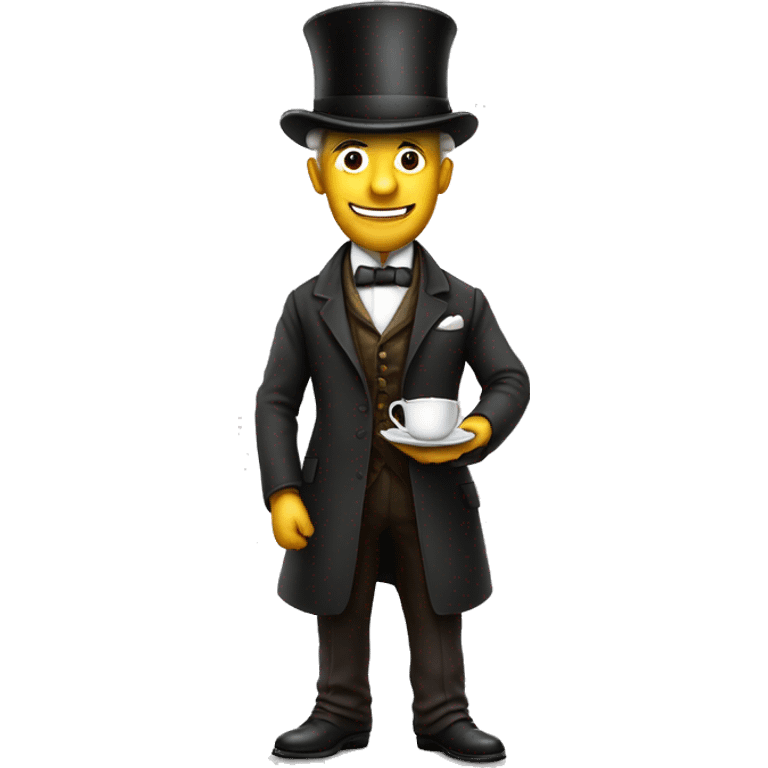 Photorealistic man A British gentleman in a monocle and a top hat with a cup of tea in his hand emoji