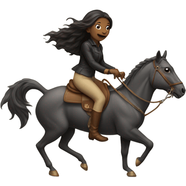 Woman riding a rat like a horse emoji